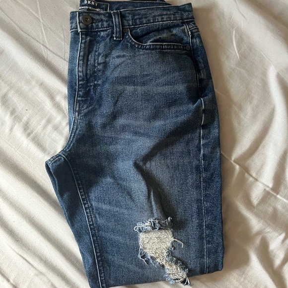 Distressed and Dyed DKNY Jeans in a Bowery Boyfriend Fit - Picture 2 of 6